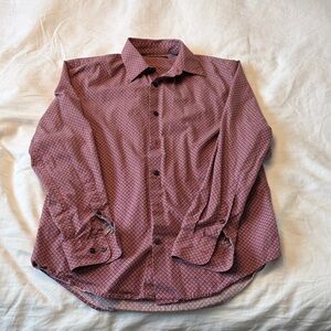 Perry Ellis Maroon Patterned Button Down Shirt